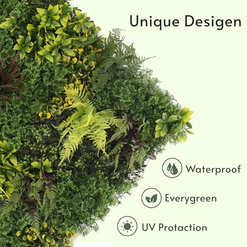 Artificial Plant Wall Panels, 40"x40" Artificial Boxwood Hedge Panels, 3D Topiary Greenery Wall for Indoor & Outdoor Use