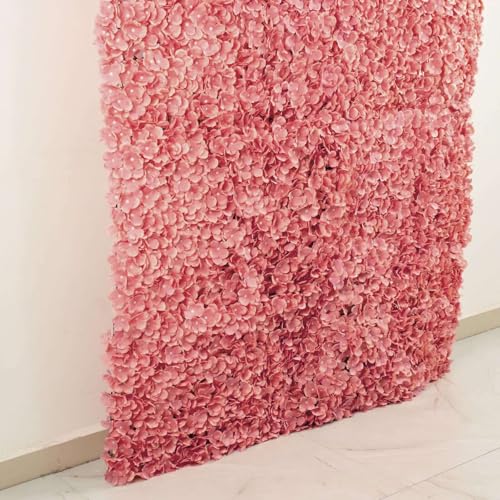 Tableclothsfactory 4 PCS Pink & Dusty Rose Silk Hydrangea Flower Mat Wall Wedding Event Decor for DIY Centerpiece Arrangement Party Decorations - color: Dusty Rose