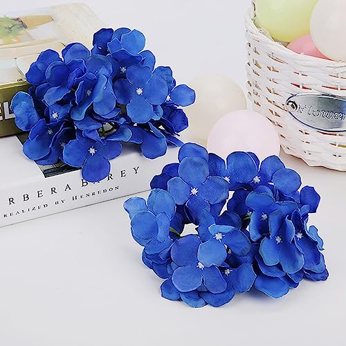 FagusHome Silk Hydrangea Heads 36 Pcs Artificial Flowers Heads and 3 Dozens Stems Fake Hydrangea Flowers with Stems for Home Wedding Decor (Dark Blue) - color: Dark Blue