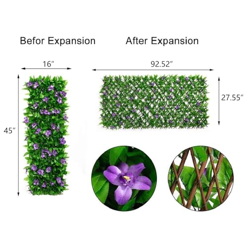 DOEWORKS Expandable Fence Privacy Screen for Balcony Patio Outdoor, 1PC Faux Ivy Fencing Panel for Backdrop Garden Backyard Home Decorations - size: 16*45 Inch * 1 PC