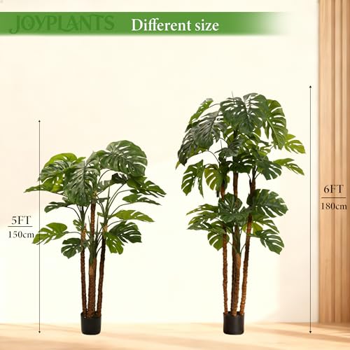 5FT Artificial Monstera,Fake Swiss Cheese Plants Faux Tropical with Bark and Black Pot for Indoor Outdoor Office Living Room Home Decor - color: Monstera 5ft, size: 5ft