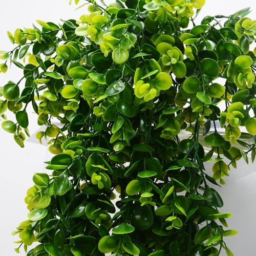 6pcs Artificial Hanging Plants Fake Hanging Plant Faux Eucalyptus Leaf Greenery Vine Outdoor UV Resistant Plastic Plants (6, Green) - color: Green