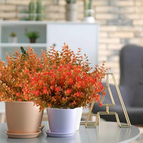 6 Bundles Artificial Grasses Outdoor Fake Grasses for Decoration UV Resistant No Fade Faux Plastic Plants Garden Porch Window Box Décor - color: Autunm