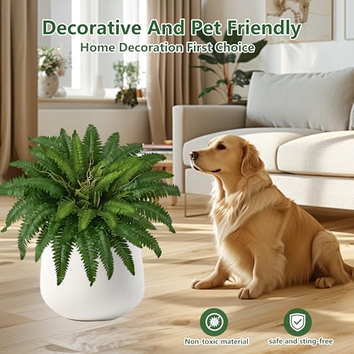 40 in Artificial Boston Ferns Bush, Set of 2 Large Faux Ferns Plants, 53 Branches Fake Ferns for Home Living Room Decor, Indoor and Outdoor - size: 2 PCS-40"
