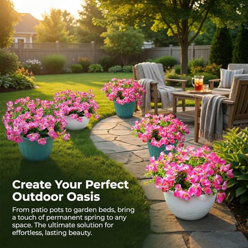 trytuny Artificial Flowers for Outdoor, Realistic Faux Plants for Outside Indoor Porch Patio Window Box Planter Home Decor (12pcs - Rose red) - size: 12PCS - rose red