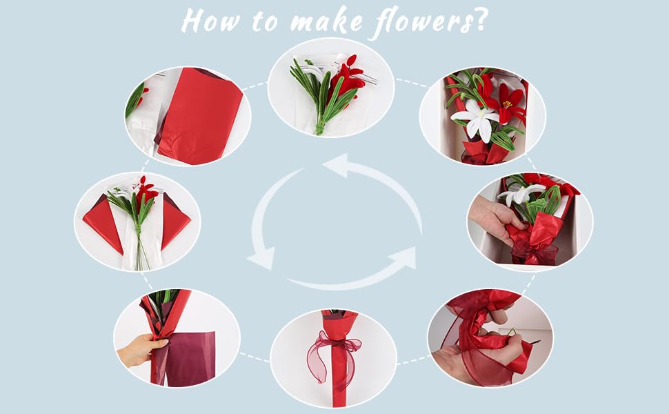 Handmade Artificial Lily Bouquet Twist Stick Combination Flower Bouquet Kit for Women Wife Lover Friends Anniversary Birthday Valentine's Day Mother's Day Graduation Gifts (White)