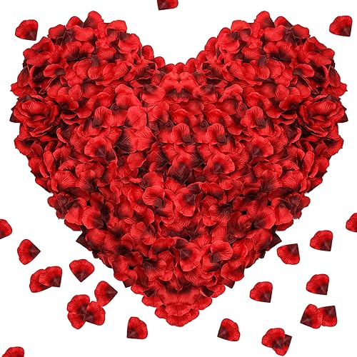Pyrrhiax 2000Pcs Rose Petals, Artificial Flower Petals Fake Rose Petals for Romantic Night,Wedding,Proposal Anniversary Flower Decorations (Big Red Dot Black, 2000pcs) - color: Big Red Dot Black, size: 2000pcs