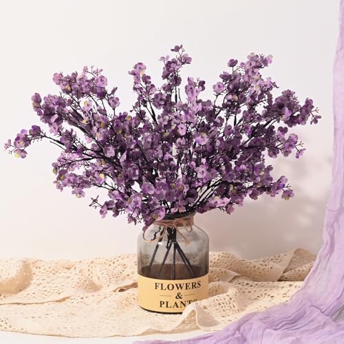 Yastouay 15 Pcs Fake Flowers Artificial Flowers, Real Touch Silk Flowers Faux Flowers for Decorations, Lavender Purple Babys Breath Artificial Flowers Bulk for Spring Summer Decor Floral Arrangement - color: Lavender Purple, size: 15 Pcs