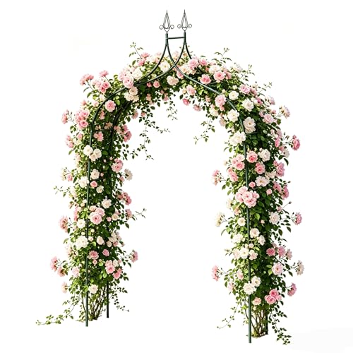 Metal Arbor Frame Stand, Garden Arch Trellis for Plants, Wedding Decor Backdrop Flower Stand, 8.4 * 4.6 FT - color: Green