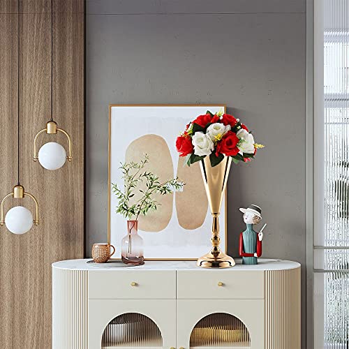 2pcs of Tabletop Gold Flower Centerpieces: 14.4in Metal Wedding Flower Gold Vases, Elegant Flower Holders for Christmas Anniversary Birthday Party Home Decoration Flower Arrangements - color: Gold, size: 2xM