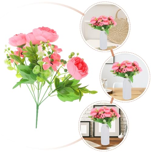 Toyvian 4pcs Artificial Peony Flowers with Long Stem Simulation Flower Bouquet Pink for Wedding Home Décor Photography Prop