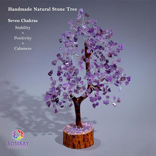 Amethyst Crystal of Life with Silver Wire, Feng Shui Gemstone Bonsai Chakra Tree for Healingof Life Decor, Spiritual Crystal Gifts for Women and Men, Moneyfor Meditation and Reiki - color: Amethyst