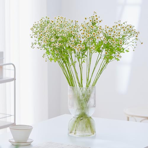 7.5 inch Vase for Flowers, Clear Ribbed Thickened Glass Vases, Hourglass Bud Flower Vase for Bookshelf, Dinner Table, Indoor Office Desktop, Meeting Room, Bathroom, Home Decor, Christmas Decoration - color: Glass Bud Clear, size: 7.5 inch