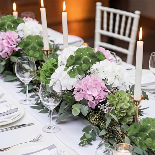 Suncalla 60 Pcs Artificial Hydrangea Flowers Bulk Silk Hydrangea Full Flowers Heads with Stems for Wedding, Home Table Centerpieces, Garden, Baby Shower, Party Decoration(Pink,Green) - color: Pink,green