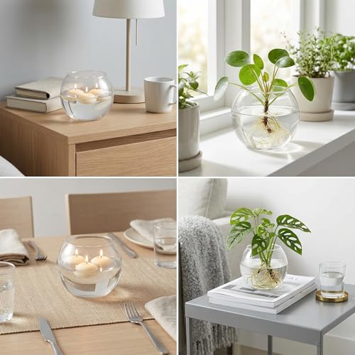 Clear Round Vases Set of 6, Glass Vase for Flowers, Flower Vases for Centerpieces, Glass Bowl Vase for Living Room, Bedroom, Kitchen, Office, Wedding - color: Clear, size: 3“