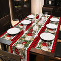 VitalCozy 7 Pcs Christmas Table Runner and Placemat Set 72 x 13 Inch Buffalo Plaid Runner Xmas Poinsettia Table Mat for Holiday Kitchen Dining Decoration(Plaid,Red Black) - style: Plaid