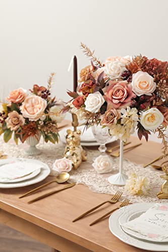YYHUAWU Artificial Flowers Combo Set Fake Flower Leaf Box with Stems for DIY Wedding Bouquets Centerpieces Flower Arrangements Decorations Baby Shower Party Home Decorations (Blush) - color: Blush