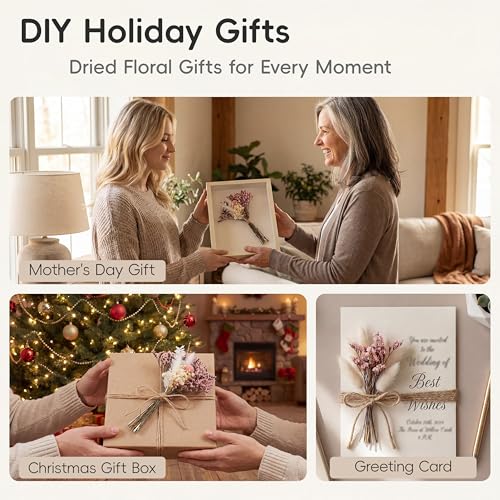 LUXEEASE DIY Boho Dried Flowers Bouquet 141 Stems, 9 Kinds Natural Preserved Flowers (Pink/White) Mini Dried Flower Arrangements for Home Wedding Centerpiece - color: Blush & Cream