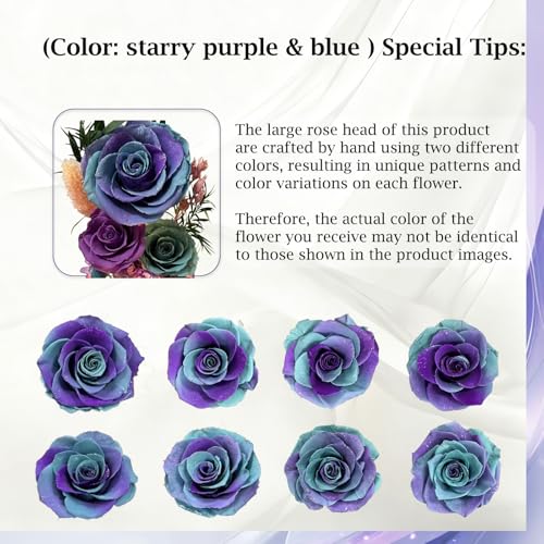 Birthday Gifts for Women Purple Preserved Flowers in Glass Dome Forever Flowers for Delivery Prime, Colorful Forever Roses Anniversary Mothers Day Valentines Day for Her Mom Wife - color: Starry Purple & Blue