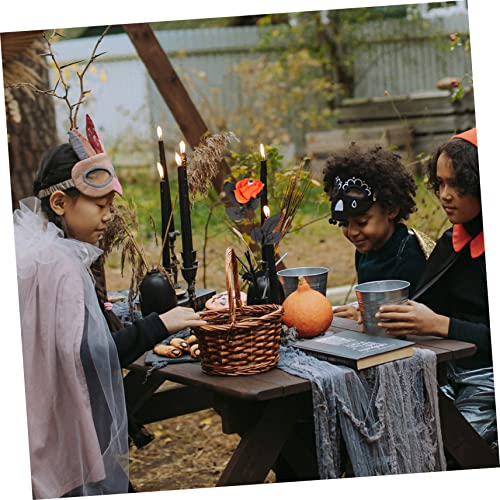 Ipetboom 5Pcs Halloween Creepy Faux Roses with Iron Cloth Plastic Halloween Flowers for Spooky Party Decorations Haunted House Accents Pumpkin Yellow with Beads