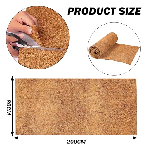 1 Rolls 32x80 Inch(80cm*200cm) Coco Liner Roll Natural Coconut Fiber mat Coconut Liners for Planter Flower Basket No-Slip Ice and Snow Carpet Mats Animal pet pad - size: 32x80Inch(80cm*200cm)