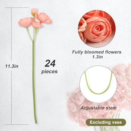 24 Stems Artificial Ranunculus Flowers - 96 Bloom Faux Silk Ranunculus Bouquet for Wedding Decorations, Home Décor, Holiday Arrangements & Large Event Centerpieces (Pastel Pink) - color: Pastel Pink