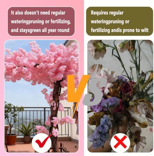 Artificial Cherry Blossom Tree Indoor Outdoors, Faux Cherry Blossom Tree ,Christmas Big Fake Cherry Trees for Living Room Wedding Party Office Shopping Hotel Restaurant Home Decor,Pink,3*3m/9.8*9.8ft - color: Pink, size: 3*3m/9.8*9.8ft
