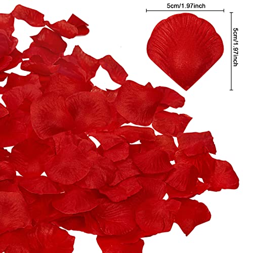 Ouddy Decor 5000 Pcs Rose Petals Artificial Flower for Valentine's Wedding Decor Romantic Night Event Anniversary Shower Engagement Party Home Decorations, Red - color: Red
