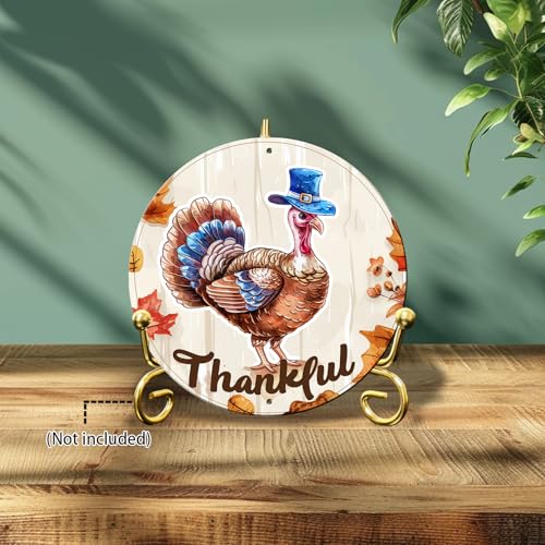 Vintage Thanksgiving Day Turkey Round Metal Sign Turkey Fall Sign Wall Art Rustic Wreath Wall Decoration for Indoor Outdoor Home Porch Window Decor 8 Inch - color: Thanksgiving 12, size: 8 inches