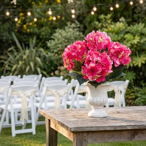 Larksilk Hydrangea Artificial Flowers - Faux Hydrangea Flowers - Home Decor, Easter Decorations, Spring Decor - Floral Centerpieces for Tables - 20" Floral Stems, Fuchsia, 2 Pieces - color: Fuchsia, size: Pack of 2