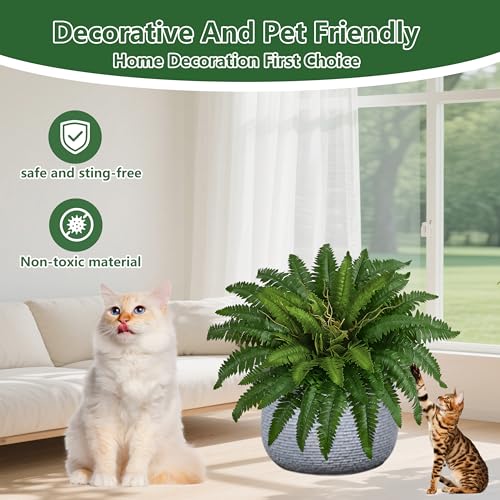 38In Artificial Boston Ferns Bush, Set of 2 Large Faux Ferns Plants, 47 Branches Fake Ferns for Home Living Room Decor, Indoor and Outdoor - size: 2 PCS-38"