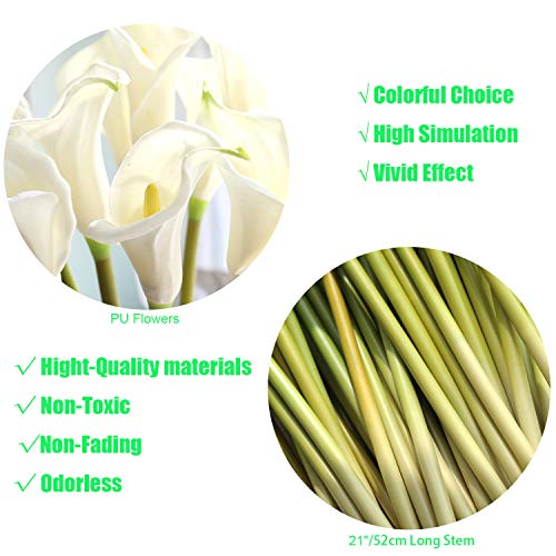 10pcs Calla Lilies Artificial Flower,26'' Long Stem Artificial Calla Lily Flowers,Realistic Arum Lilies for Wedding Bridal Bouquet Home Decor Centerpiece,White - color: White