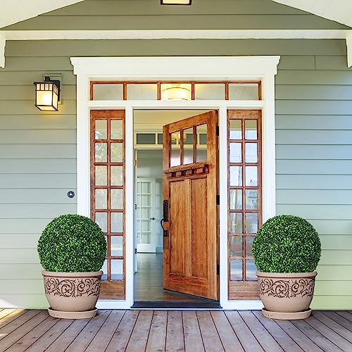 Goplus 2 PCS 19 Inch Artificial Plant Topiary Ball, Round Faux Boxwood Balls Outdoor, Garden Spheres Decorative for Front Door, Porch, Backyard, Balcony, Patio, Wedding and Home Décor - size: 19 Inch