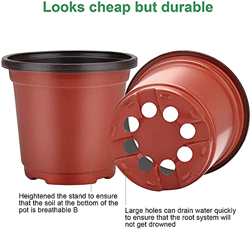 MIXC Plant Nursery Pots with Humidity Dome 4" Soft Transparent Plastic Gardening Pot Planting Containers Cups Planter Small Starter Seed Starting Trays for Seedling with 10pcs Plant Labels，30 Sets - color: Red, size: 4 Inch-with Lid