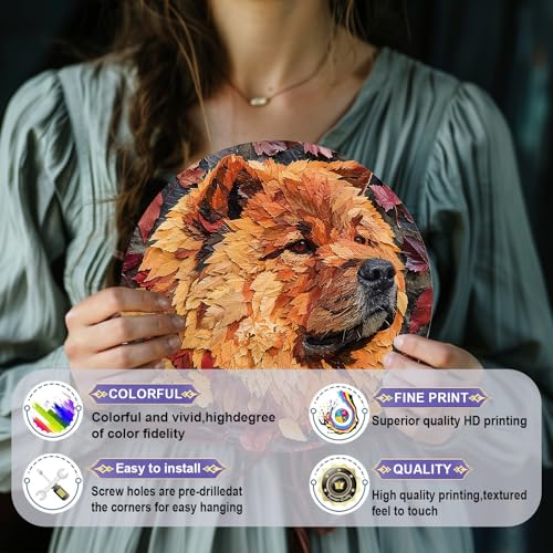 Vintage Chow Chow Dog Round Metal Sign Chow Chow Sign Wall Art Rustic Wreath Wall Decoration for Indoor Outdoor Home Porch Window Decor 8 Inch, Thanksgiving 4 - color: Thanksgiving 4, size: 8 inches