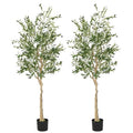 2 Pack 6FT Artificial Olive Tree with Lifelike Fruits for Indoor Outdoor Décor - size: 6ft-2pack