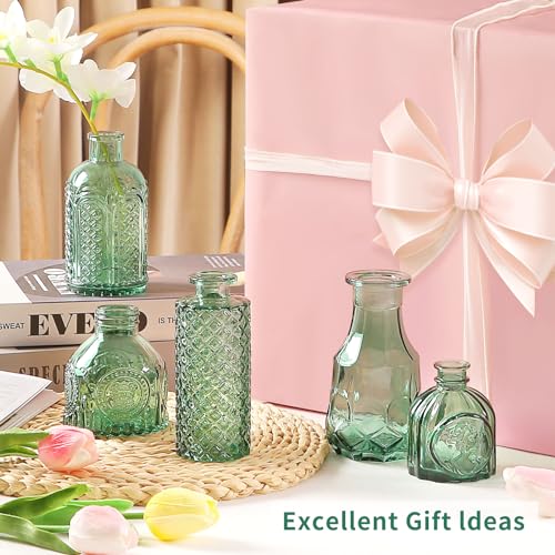 Glass Bud Vases in Bulk Set of 30 Pcs,Small Glass Vases for Flowers as Wedding Centerpieces for Tables,Clear Flower Vases Suitble for Wedding Decorations,Home Decor (Dark Green, 30 pcs) - color: Dark Green, size: 30 pcs
