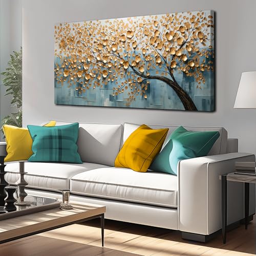 Tree of Life Wall Art for Living Room Gold Art Wall Decor for Office Ready to Hang 24 x 48 Inch - color: Gold, size: 48"L x 24"W