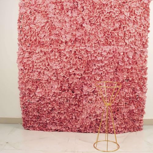 Tableclothsfactory 4 PCS Pink & Dusty Rose Silk Hydrangea Flower Mat Wall Wedding Event Decor for DIY Centerpiece Arrangement Party Decorations - color: Dusty Rose