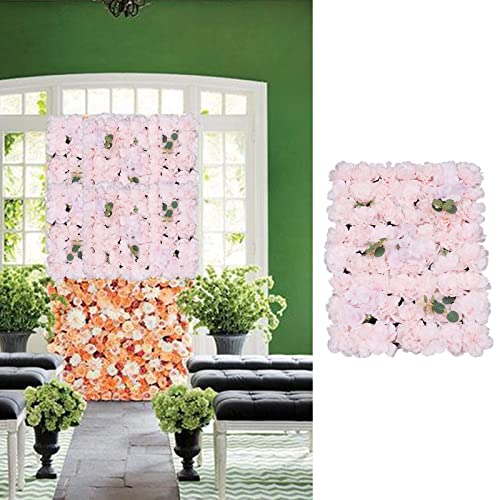 6 Pcs Flower Wall Panel Floral Backdrop,24 * 16in Artificial Flower Wall Panels Pink Flower Wall Decor Silk Fabric for Wedding Party Room Home Decor& Wall Decoration (Pink) - color: Pink
