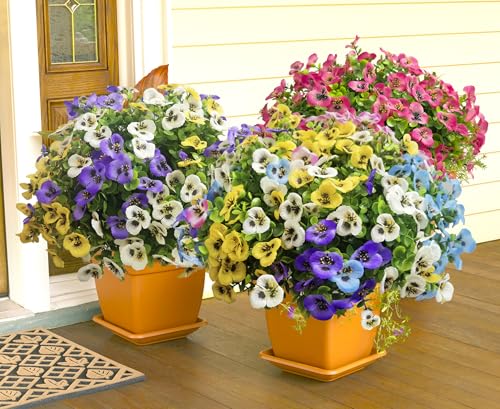 Artificial Flowers for Outdoors Fake Plants, 12pcs Fake Flowers Artificial Plants Outdoor UV Resistant,Silk Faux Flowers Shrubs Greenery Plants for Porch Garden Patio Window Box Decor - color: Mixed 5 Color, size: 12