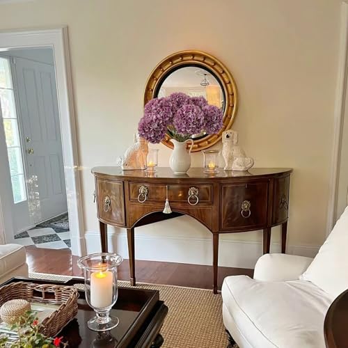 ZYTUYO 5 Pcs Light Purple Silk Hydrangeas Artificial Flower - 20" Faux Hydrangeas Boho Dried Touch for Fall Home Decor, Kitchen, Living Room, Porch Wreath, Xmas, Wedding Flower Arrangement - color: Light Purple
