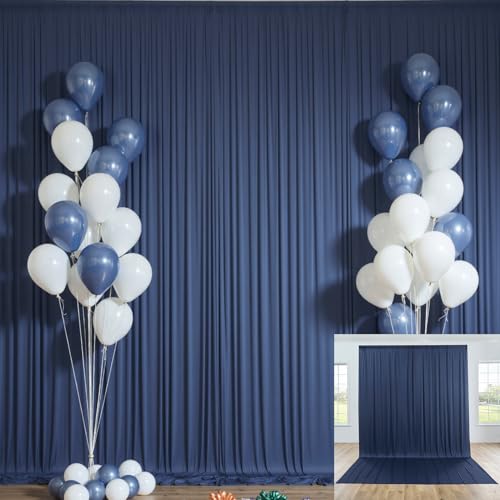 10x12 ft Navy Blue Backdrop Curtain for Wedding Parties, Wrinkle Free 2 Panels 12 ft Long Polyester Photo Backdrop Drapes Back Drop Cloth for Birthday Photography Background Party Backdrop - color: Navy Blue, size: 5ft(W)x12ft(H)_2 Panels