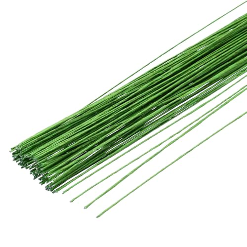 MECCANIXITY 100pcs Light Green Floral Wire Stems Bendable 0.35mm 28 Gauge Florist Wire for Artificial Flower Making Crafts Wreaths Supplies - color: Light Green, size: 0.35mm