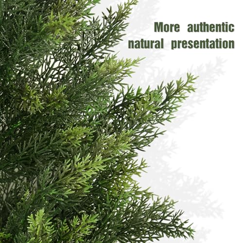 Outdoor Artificial Cedar Topiary Tree, Faux Evergreen Shrubs for Front Porch Decor, Lifelike Fake Bushes Plants for Home Living Room Front Door Decor (1, 4ft) - size: 4ft