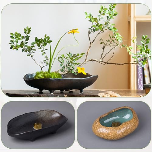 8Pcs 1.34 Inch Flower Frogs for Arrangements Vase Ikebana Kenzan Round Brass Floral Pin Frogs Stem Holder Flower Arranger Pin Fixed Tools for Home Decoration Craft (Gold)