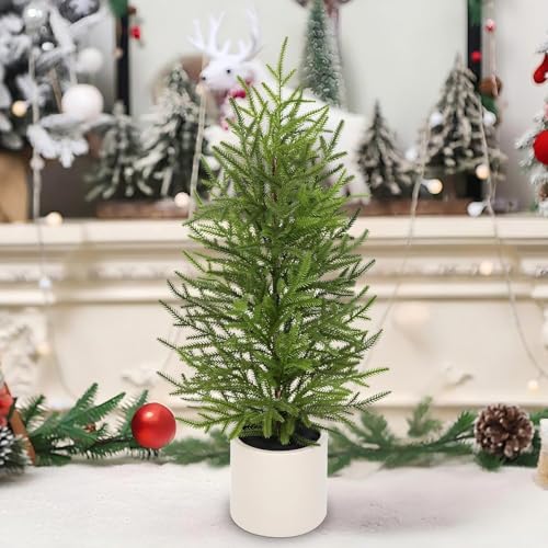 2.6FT Artificial Small Mini Pine Tree for Tabletop, Real Touch 31 inch Premium Artificial Topiary Tree Potted Plants for Home Tabletop Entryway Living Room Indoor Outdoor Decor - style: 2.6ft