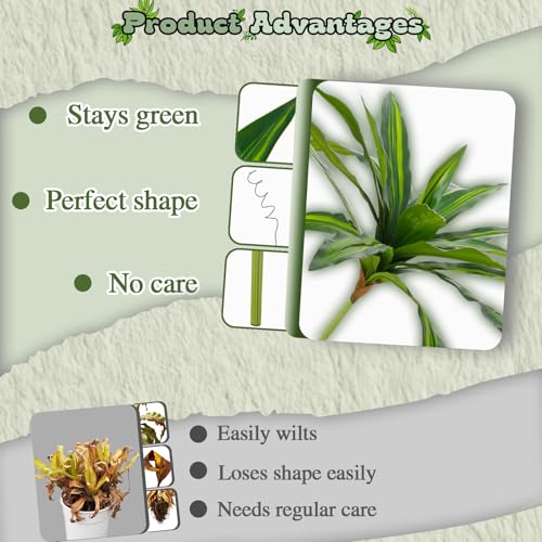 ucky 19.5" Artificial Dracaena Leaves Branches (20 Leaves, Gradient Green), 3D Textured Faux Tropical Plant Centerpiece for Living Room Decor - color: 2pcs Gradient Green, size: 20 Leaves