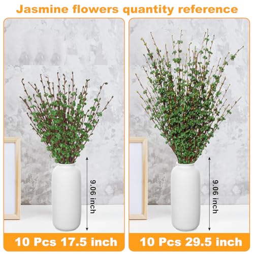 Wootkey 10 Pcs Long Stem Artificial Jasmine Flowers Fake Flower Dry Branches for Home Office DIY Floral Art Plant Wedding Living Room Spring Table Centerpieces Vase Decoration - color: Green, size: 10pcs-17.5''