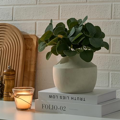 SIDUCAL Ceramic Decorative Flower Vase, 5.39 inch Pottery Farmhouse Rustic Vase, Small Terracotta Vases for Home Decor, Table, Living Room, Bathroom, Shelf, Mantel Decoration, Kiln-Fired White - color: 106-kiln-fired White